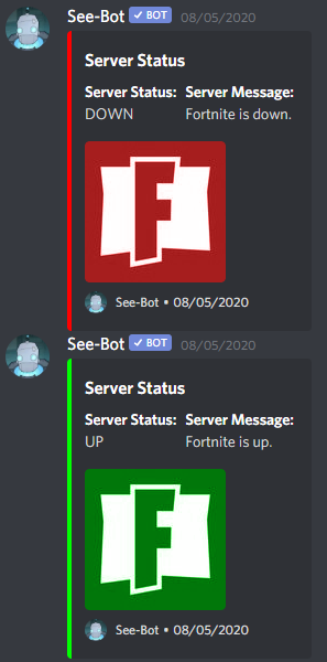 An example Server Status feed update