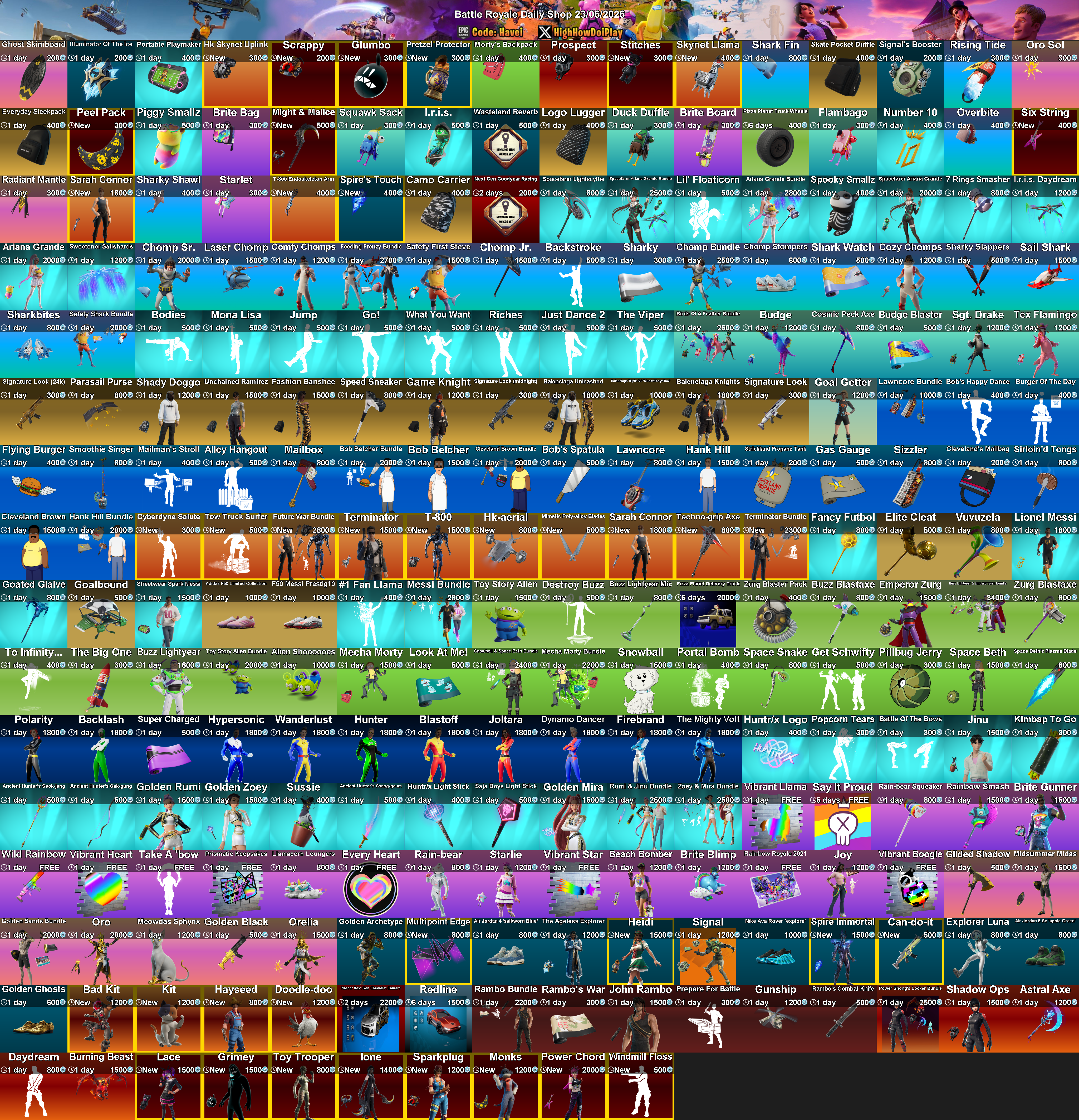 Today's (23_Jun_2026) Battle Royale Cosmetic Shop Rotation