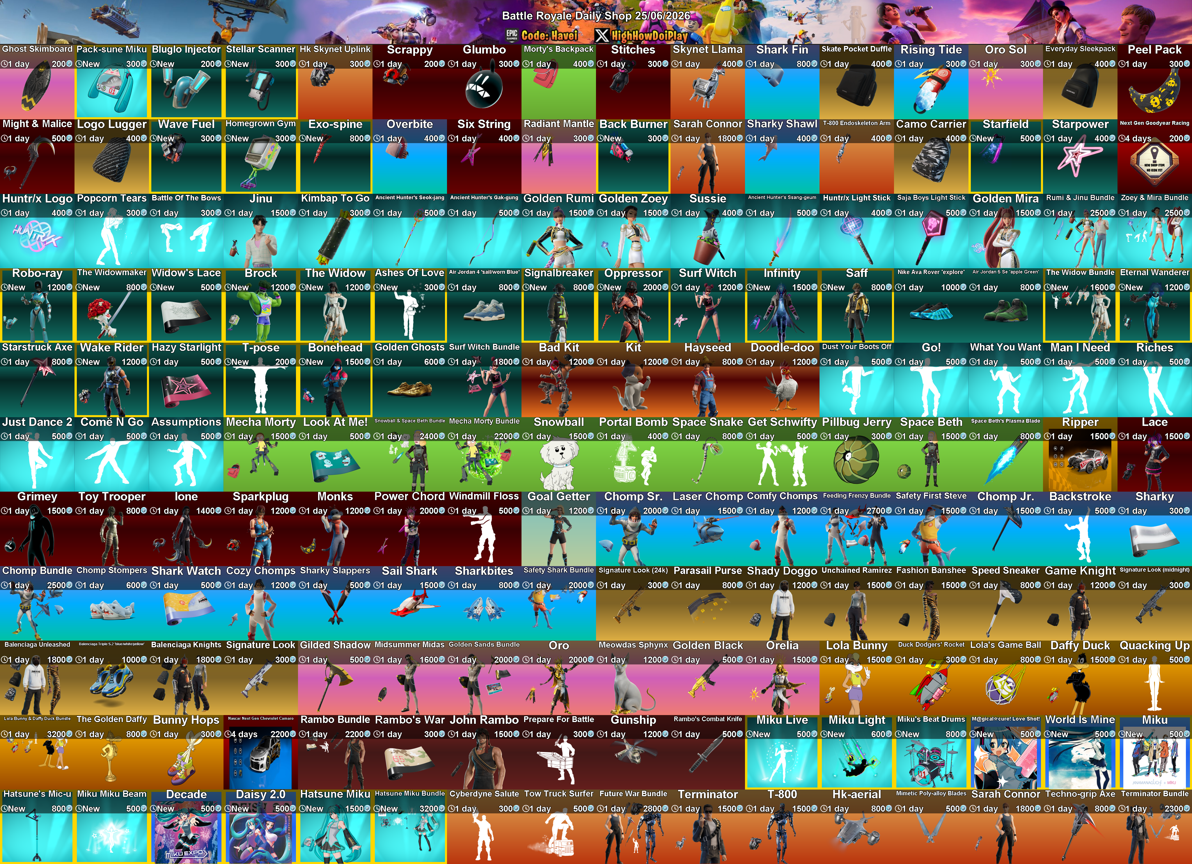 Today's (25_Jun_2026) Battle Royale Cosmetic Shop Rotation