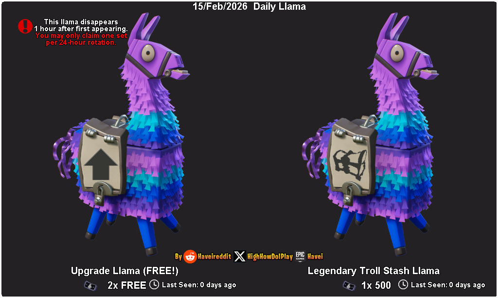 Daily Llama 15/Feb/2026 (Free Llamas!)