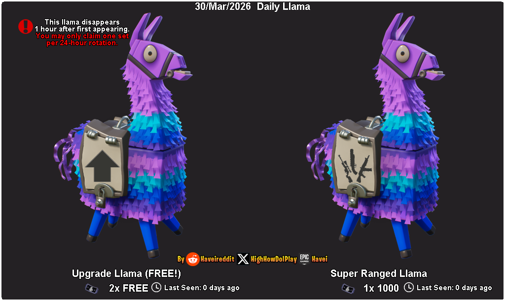 Daily Llama 30/Mar/2026 (Free Llamas!)